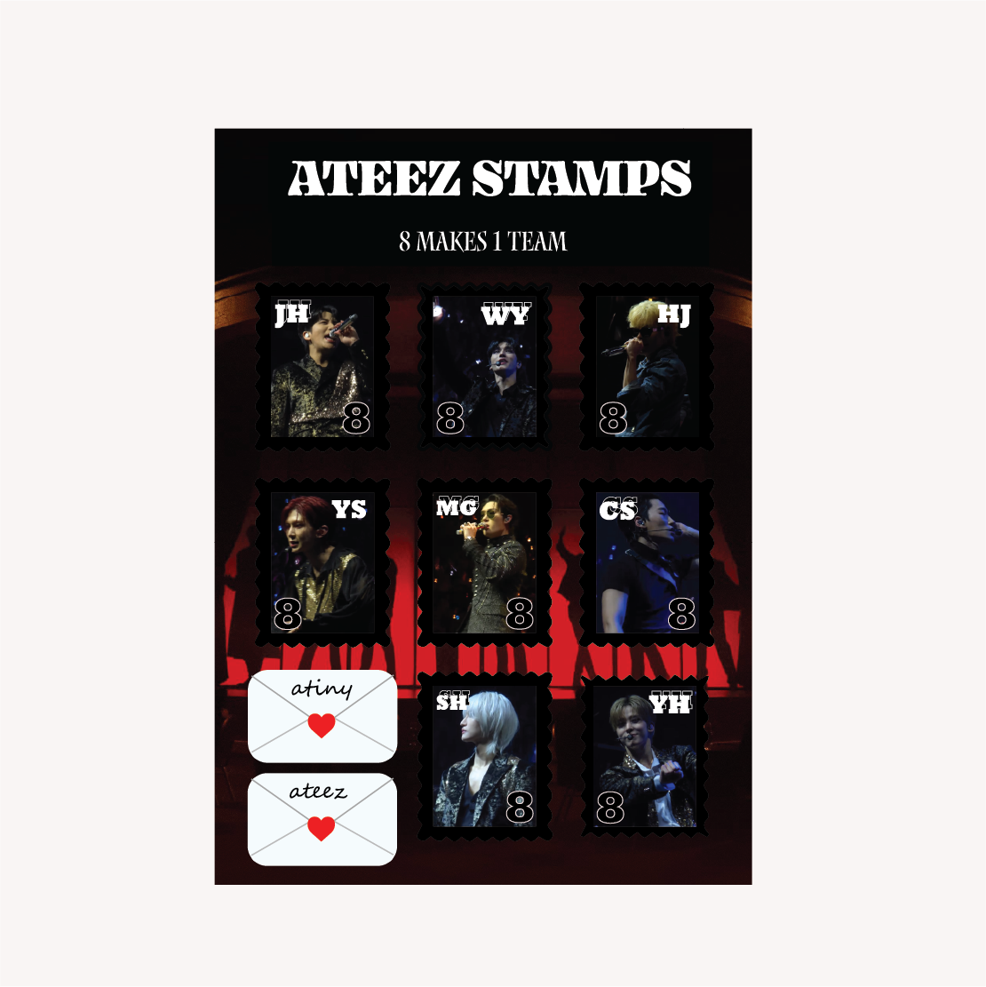 Ateez Stamps A5 Sticker Sheet