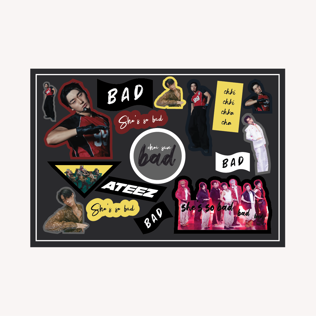 Ateez Bad San A6 Sticker Sheet