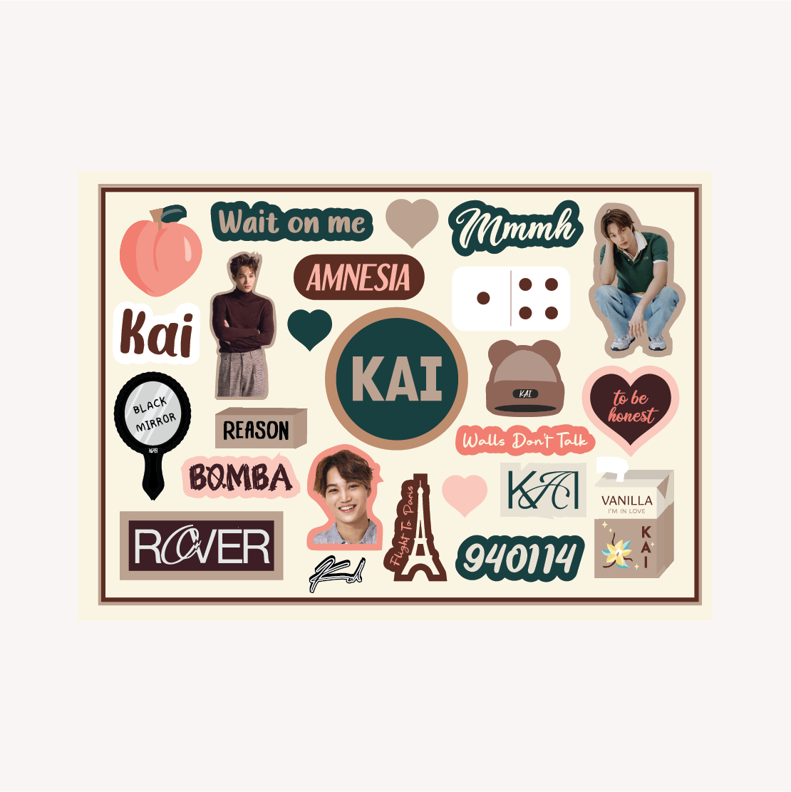 EXO Kai Solo A6 Sticker Sheet