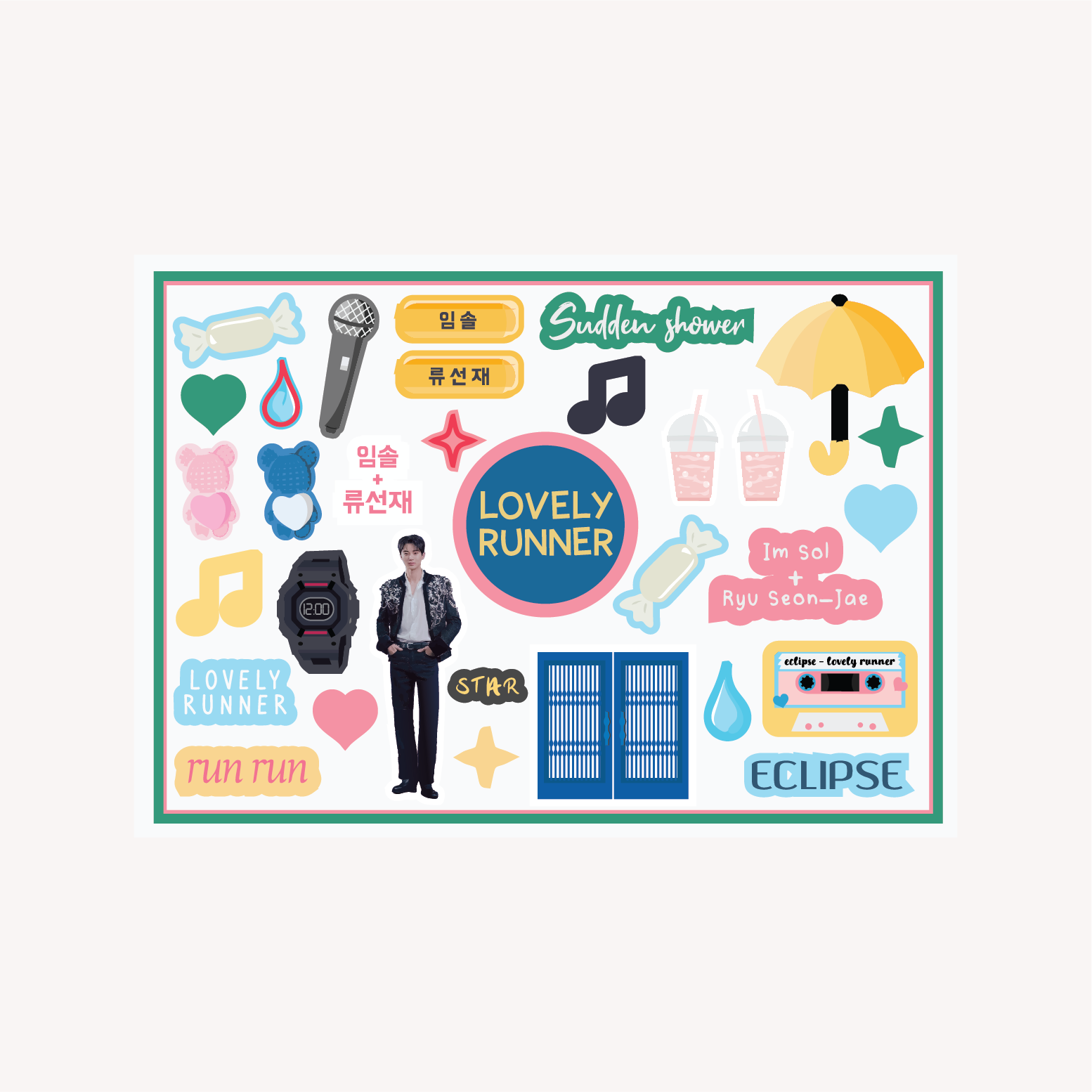 Lovely Runner Kdrama A6 Sticker Sheet