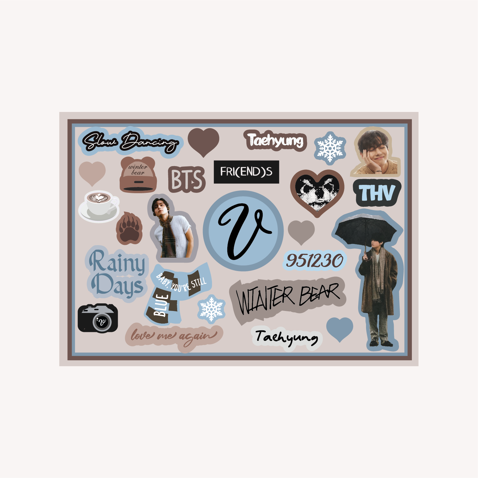 BTS V Solo A6 Sticker Sheet